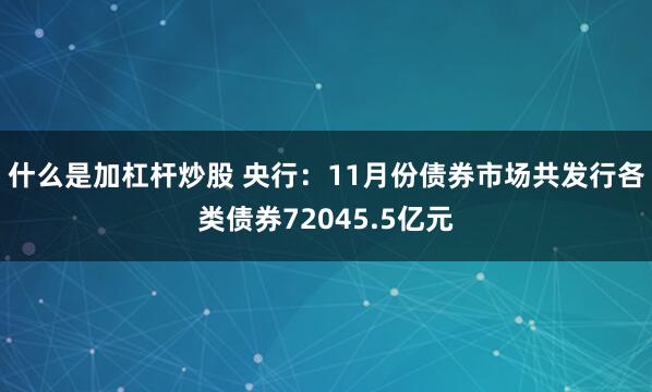 什么是加杠杆炒股 央行：11月份债券市场共发行各类债券72045.5亿元