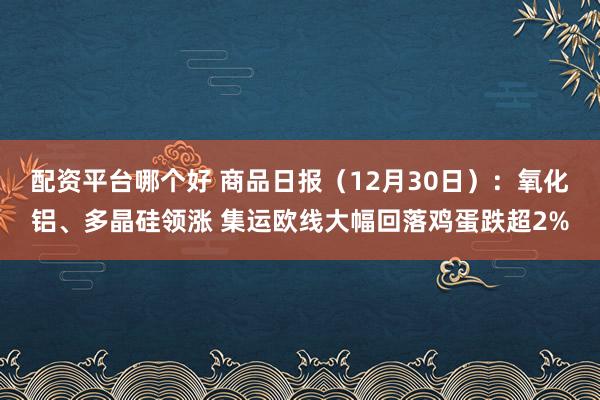 配资平台哪个好 商品日报（12月30日）：氧化铝、多晶硅领涨 集运欧线大幅回落鸡蛋跌超2%