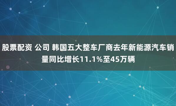 股票配资 公司 韩国五大整车厂商去年新能源汽车销量同比增长11.1%至45万辆