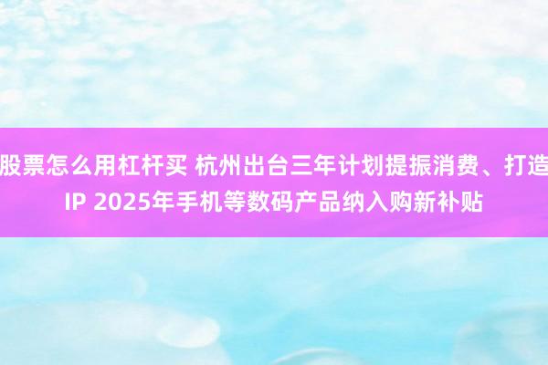 股票怎么用杠杆买 杭州出台三年计划提振消费、打造IP 2025年手机等数码产品纳入购新补贴